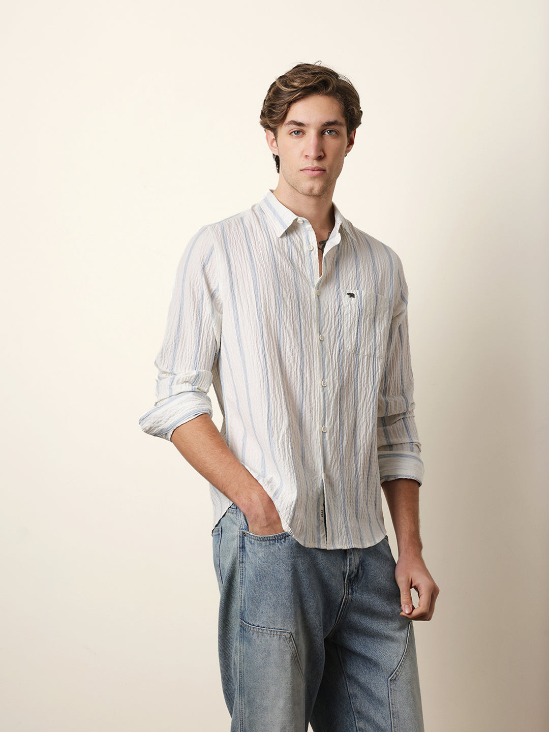Men Striped Casual Full-Sleeve Shirt