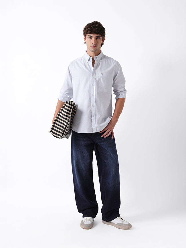 Men Grey Cotton Shirt