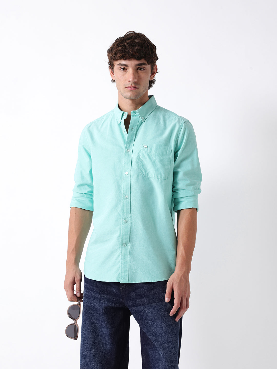 Men Green Oxford Cotton Shirt