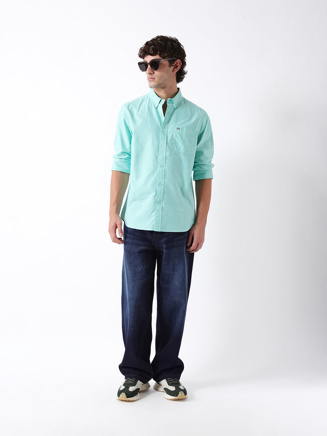 Men Green Oxford Cotton Shirt