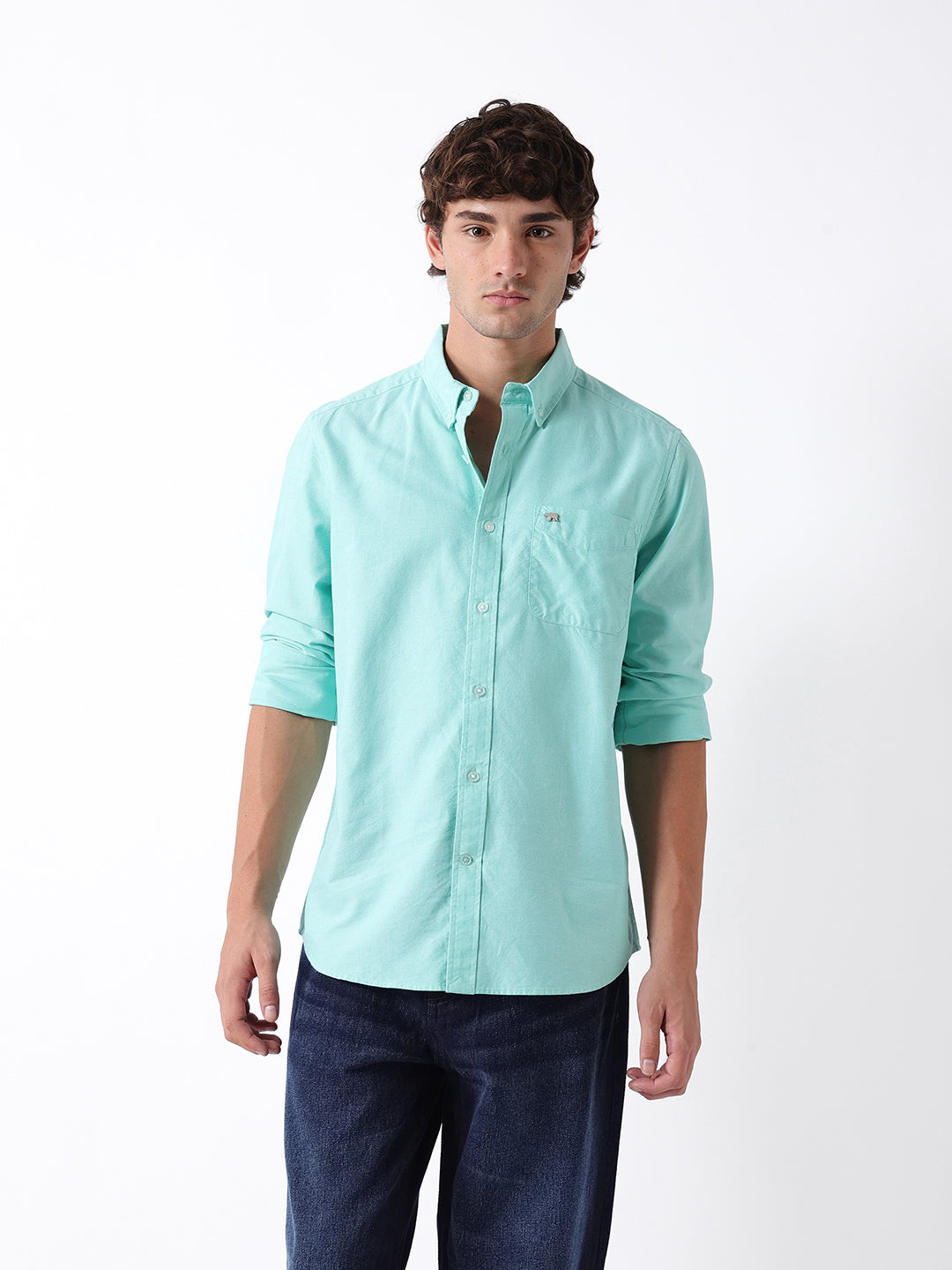 Men Green Oxford Cotton Shirt