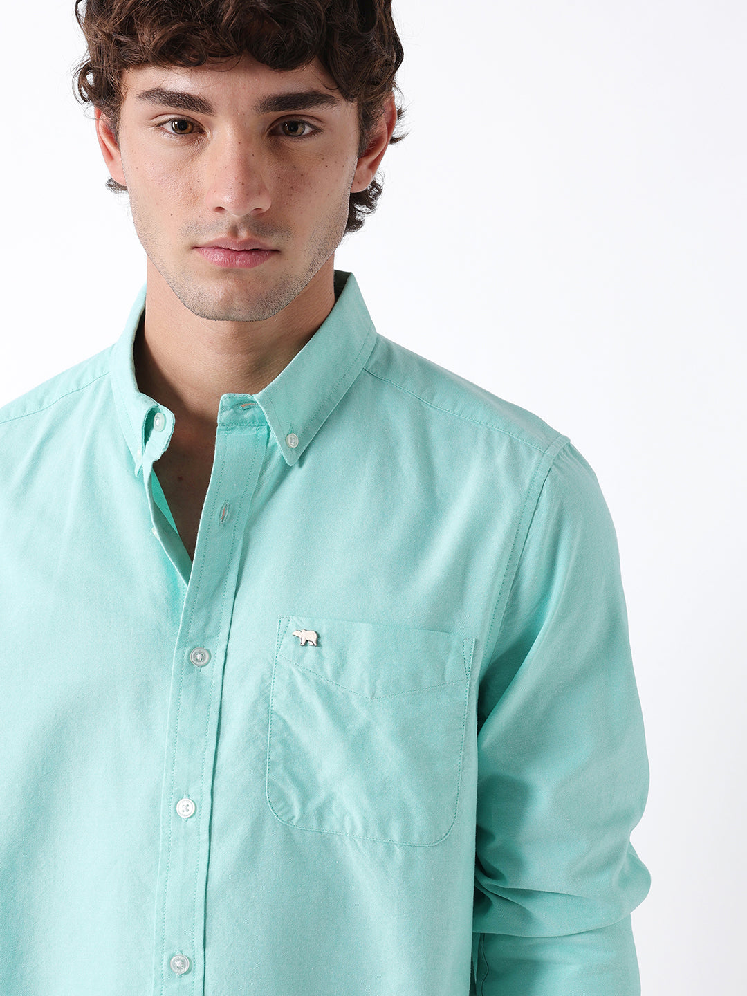 Men Green Oxford Cotton Shirt