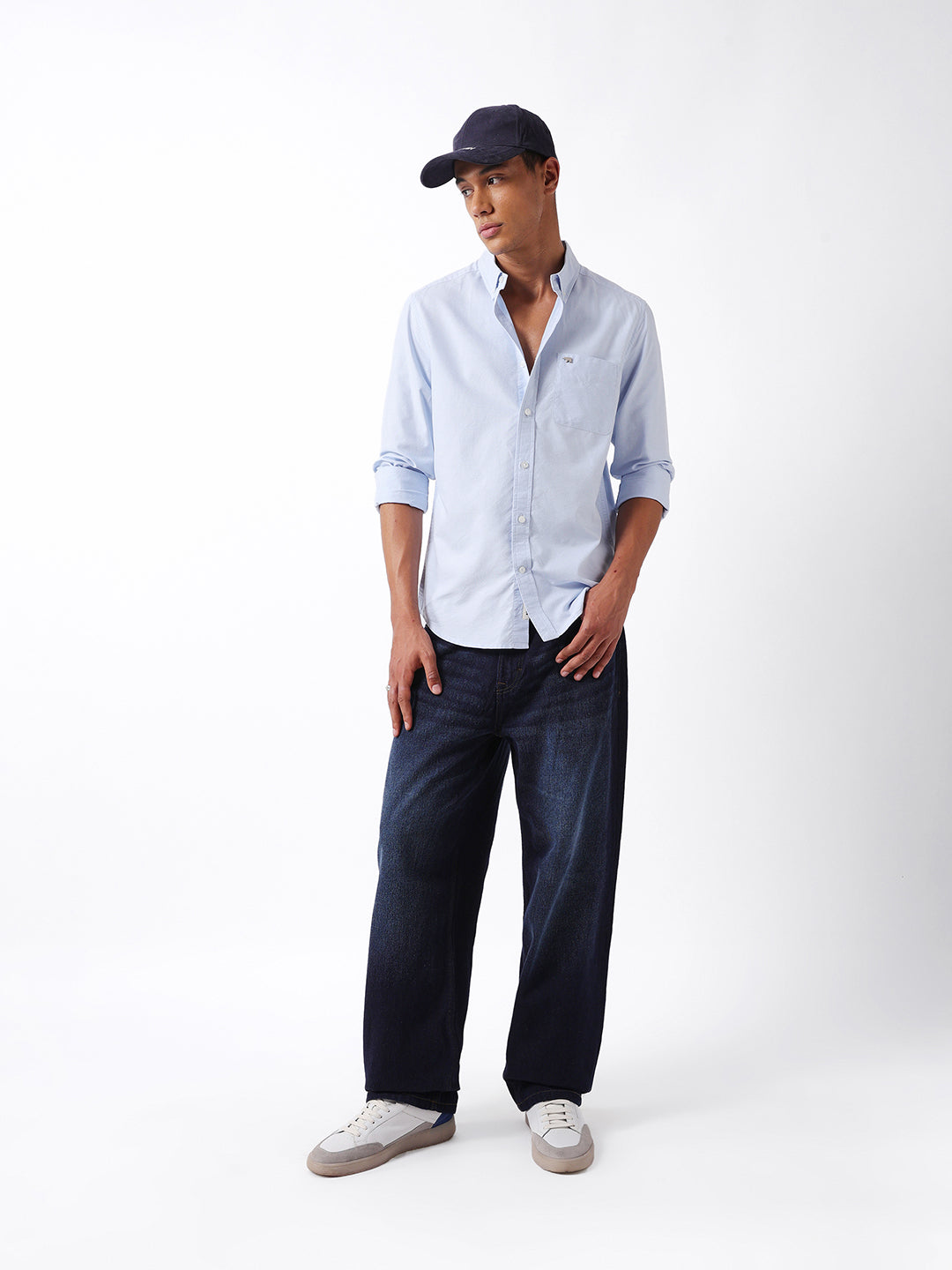 Men Blue Oxford Cotton Shirt