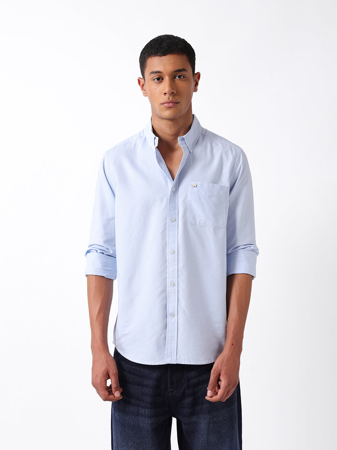 Men Blue Oxford Cotton Shirt