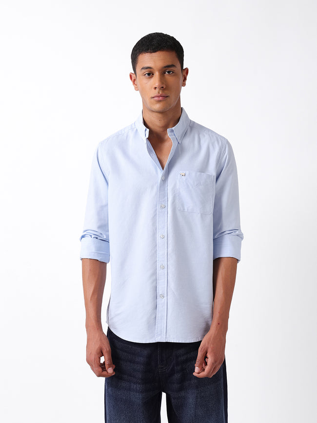 Men Blue Oxford Cotton Shirt