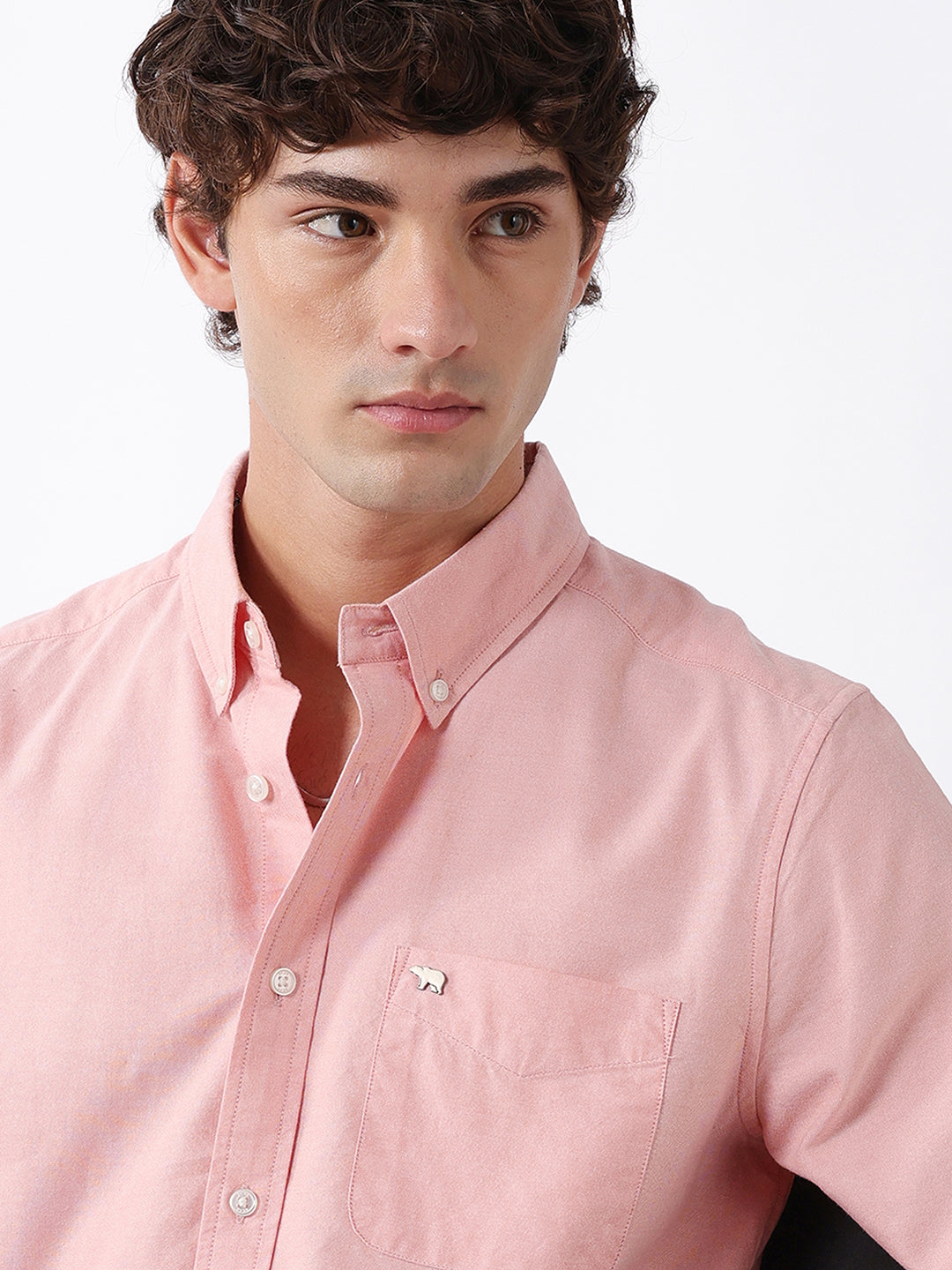 Men Orange Cotton Shirt