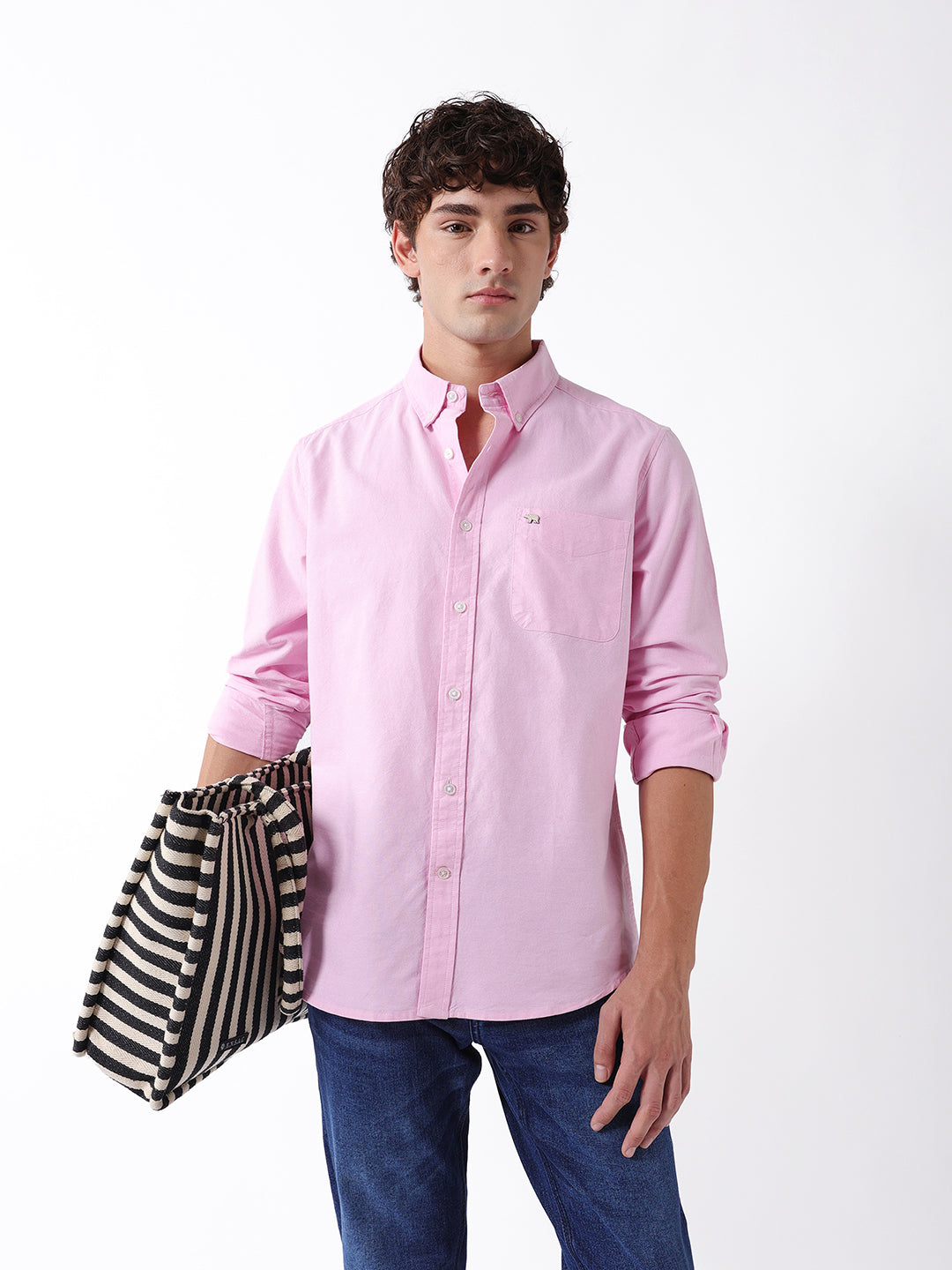 Men Pink Cotton Shirt