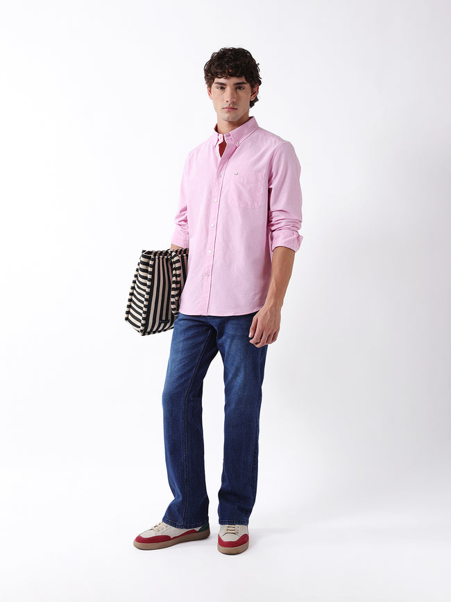 Men Pink Cotton Shirt