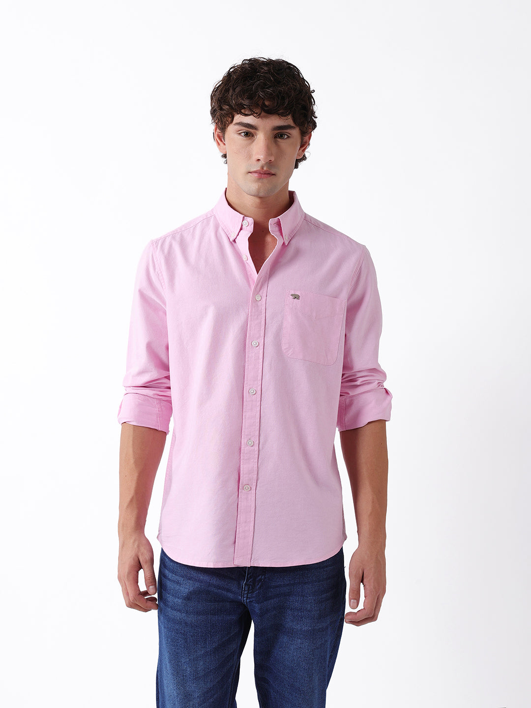 Men Pink Cotton Shirt