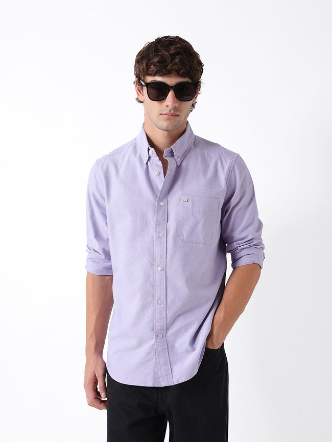 Men Purple Oxford Cotton Shirt