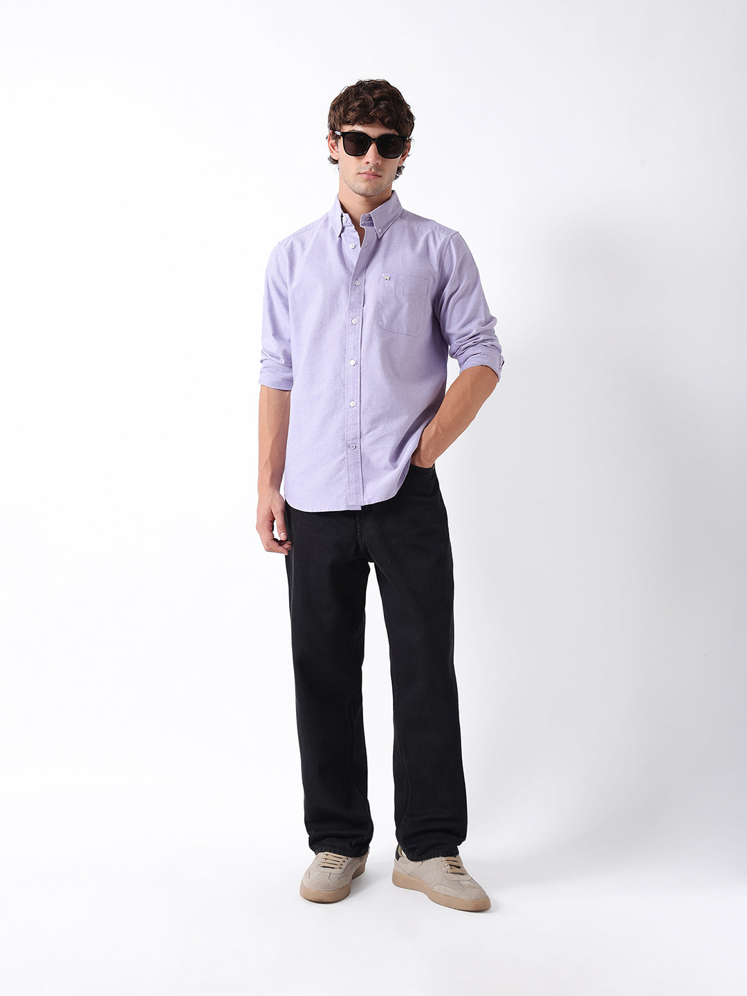 Men Purple Oxford Cotton Shirt