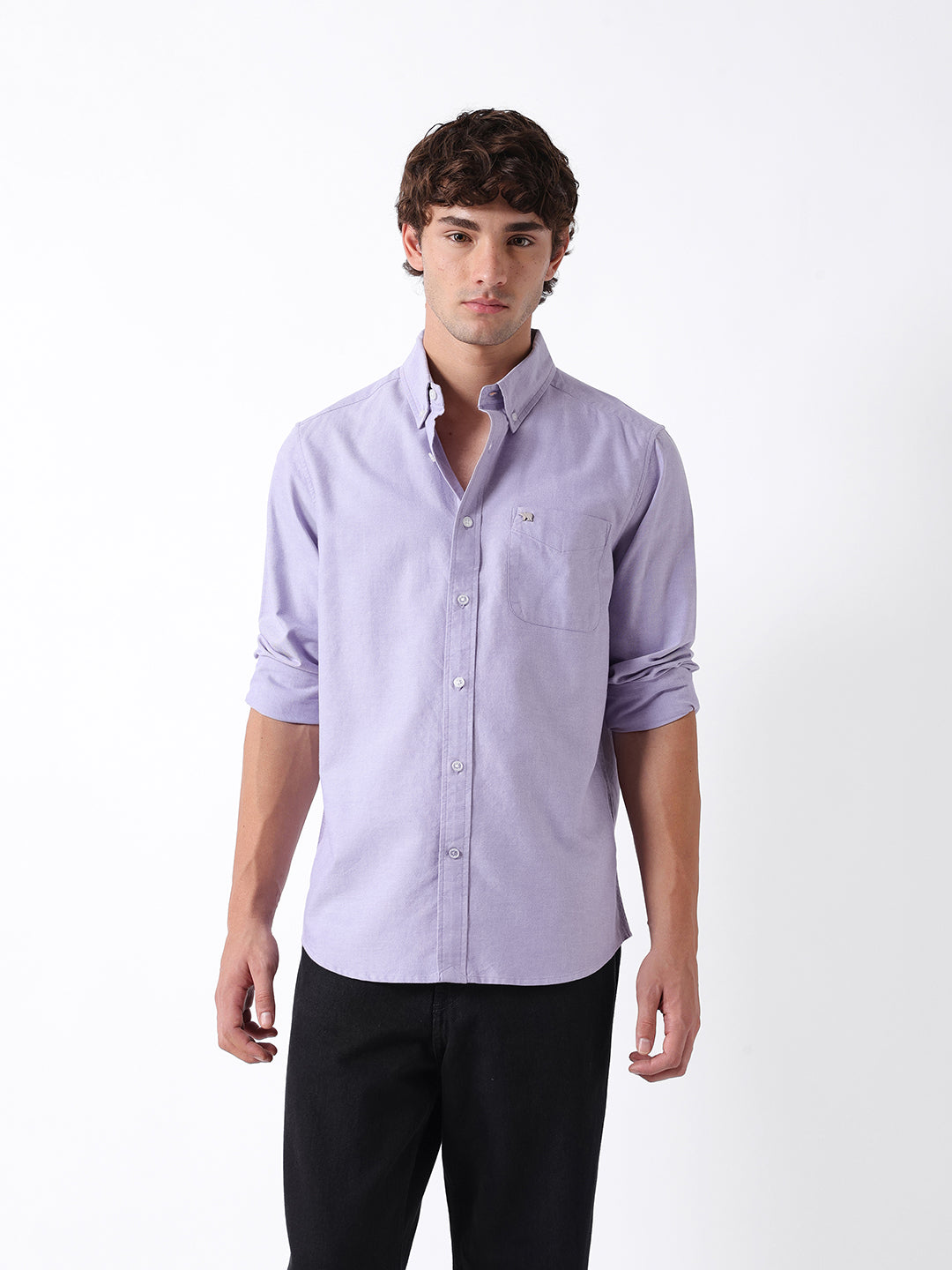 Men Purple Oxford Cotton Shirt