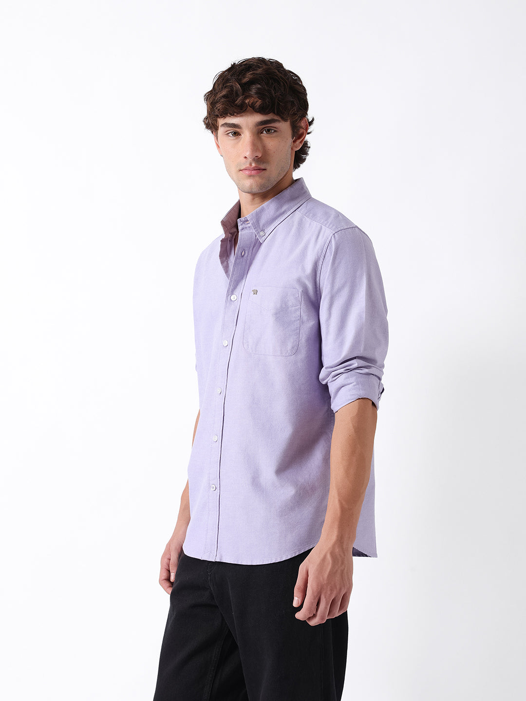 Men Purple Oxford Cotton Shirt