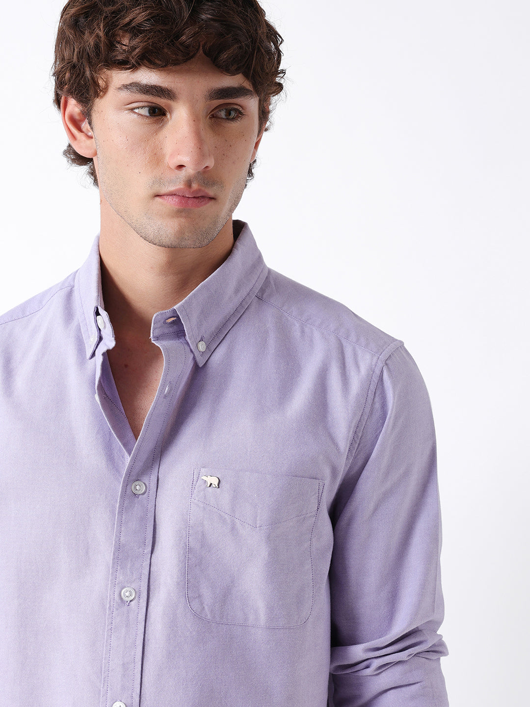Men Purple Oxford Cotton Shirt