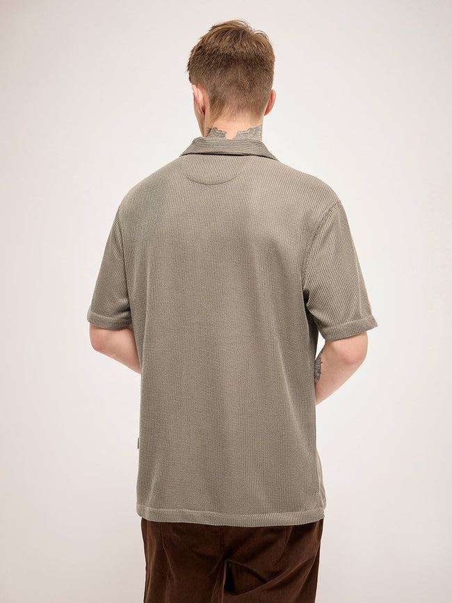 Men Brown Self Design Regular Fit Casual Shirt