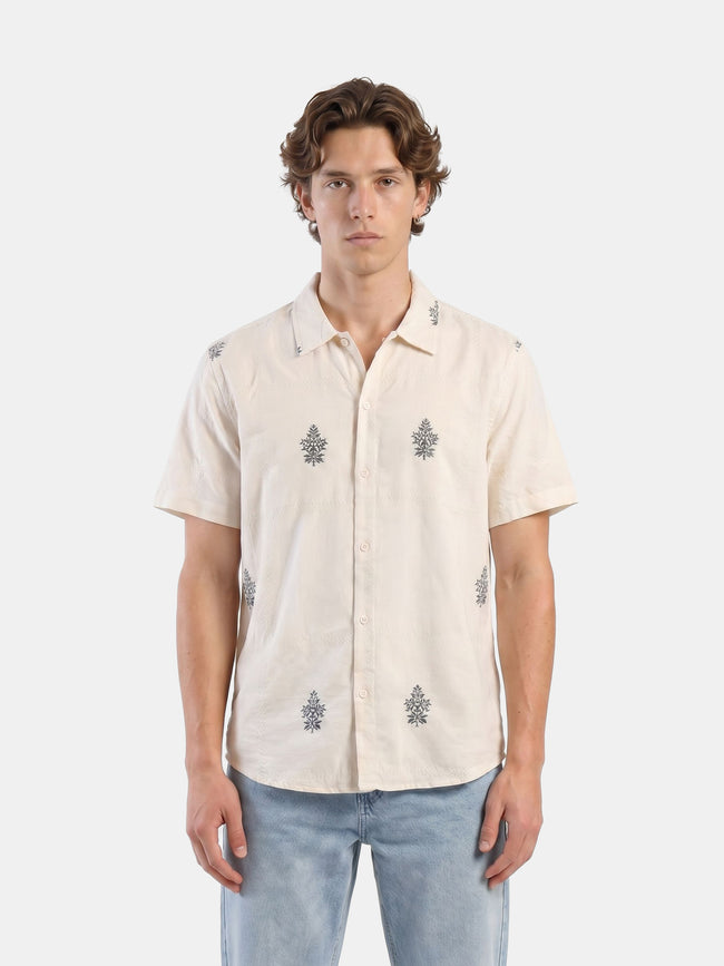 Men Off White Jacquard  Shirt