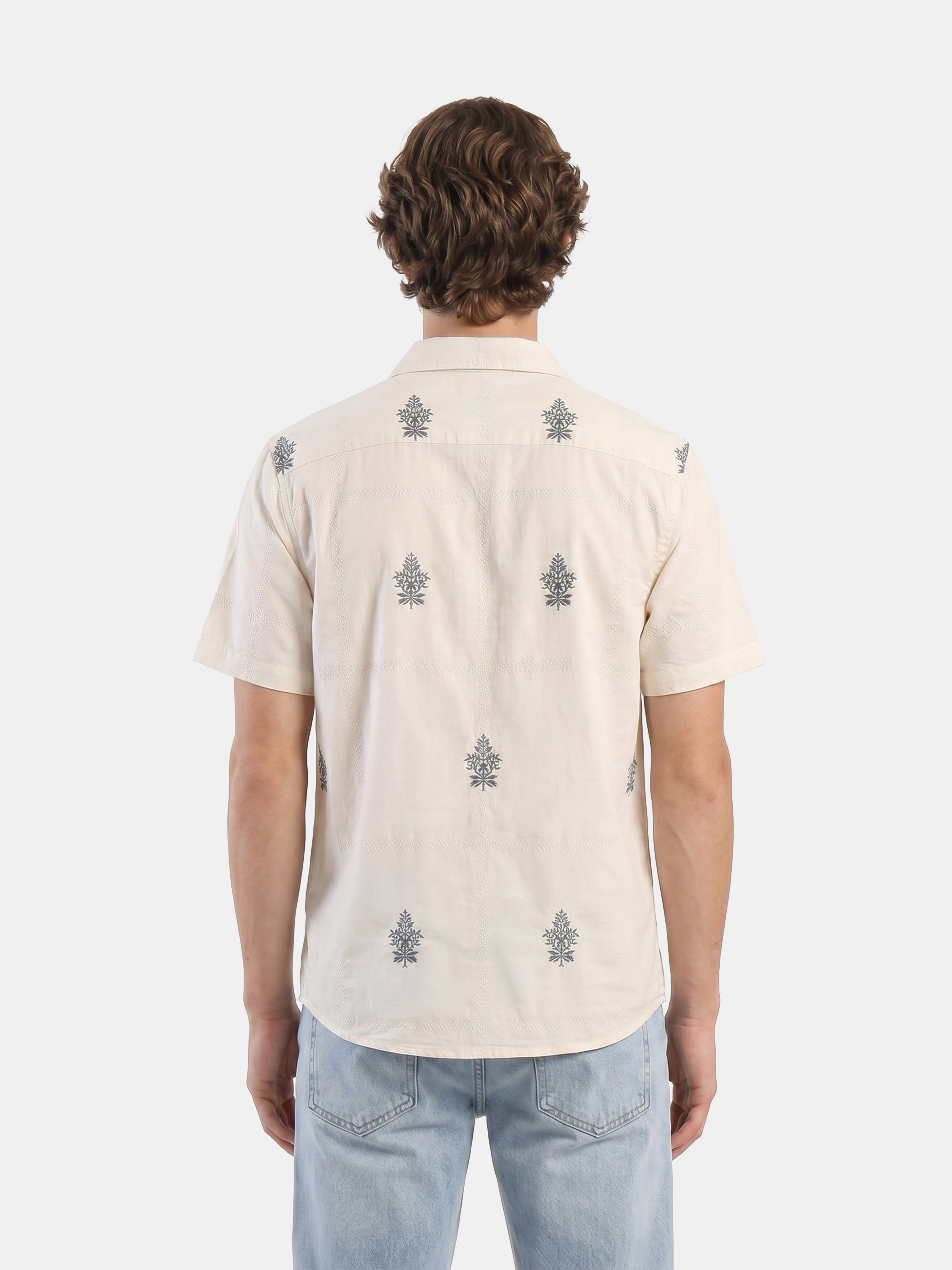 Men Off White Jacquard  Shirt