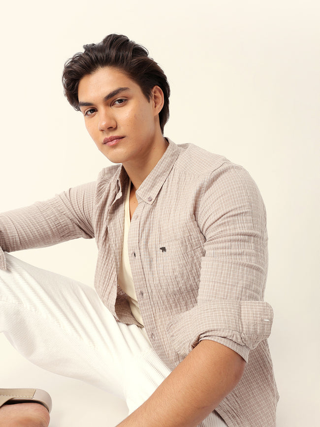 Men Beige Casual Shirt