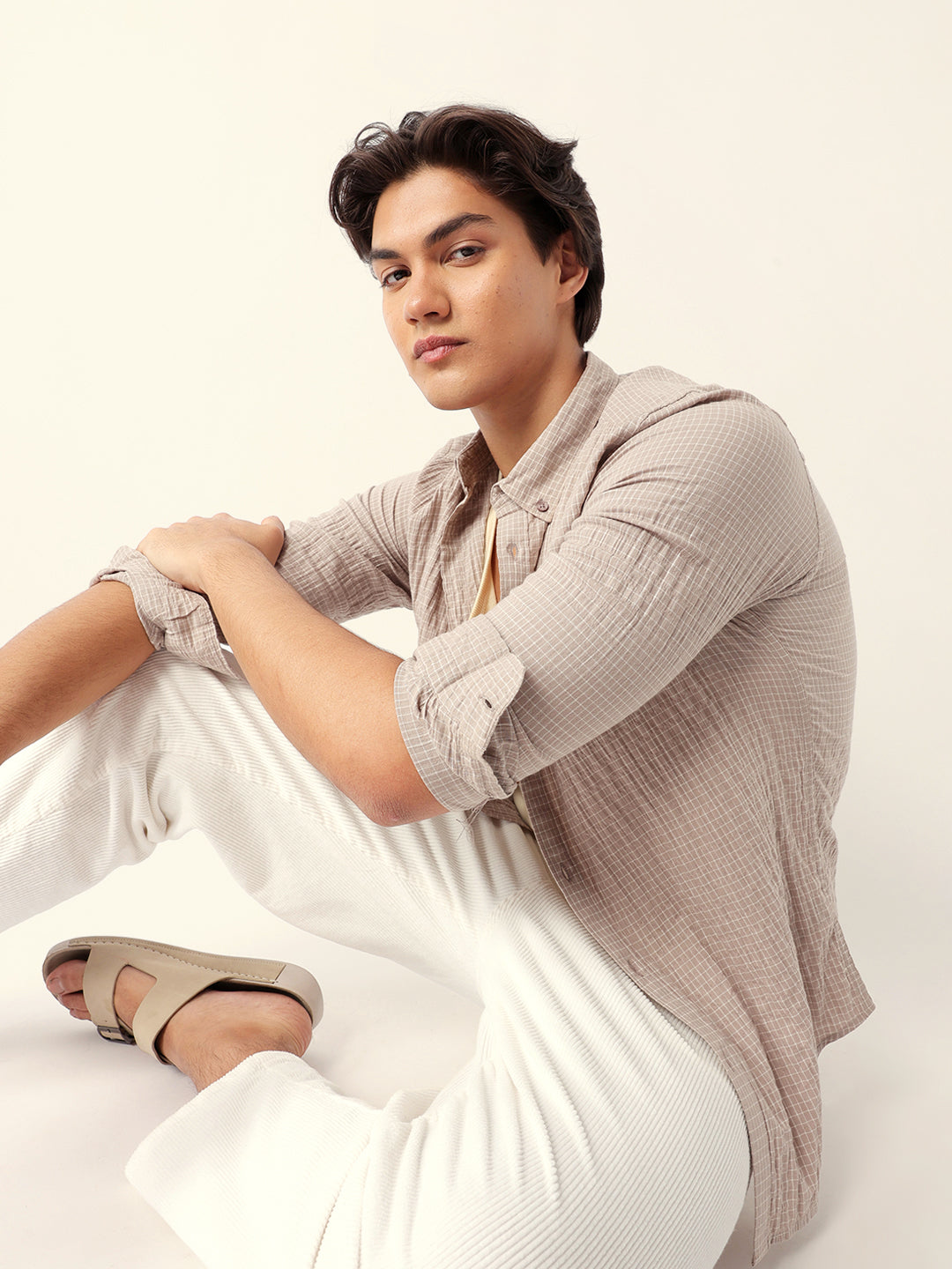 Men Beige Casual Shirt