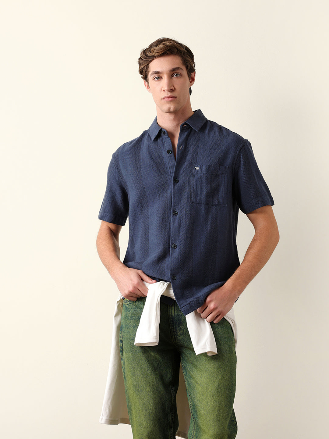 Men Half Sleeve Solid Shirt