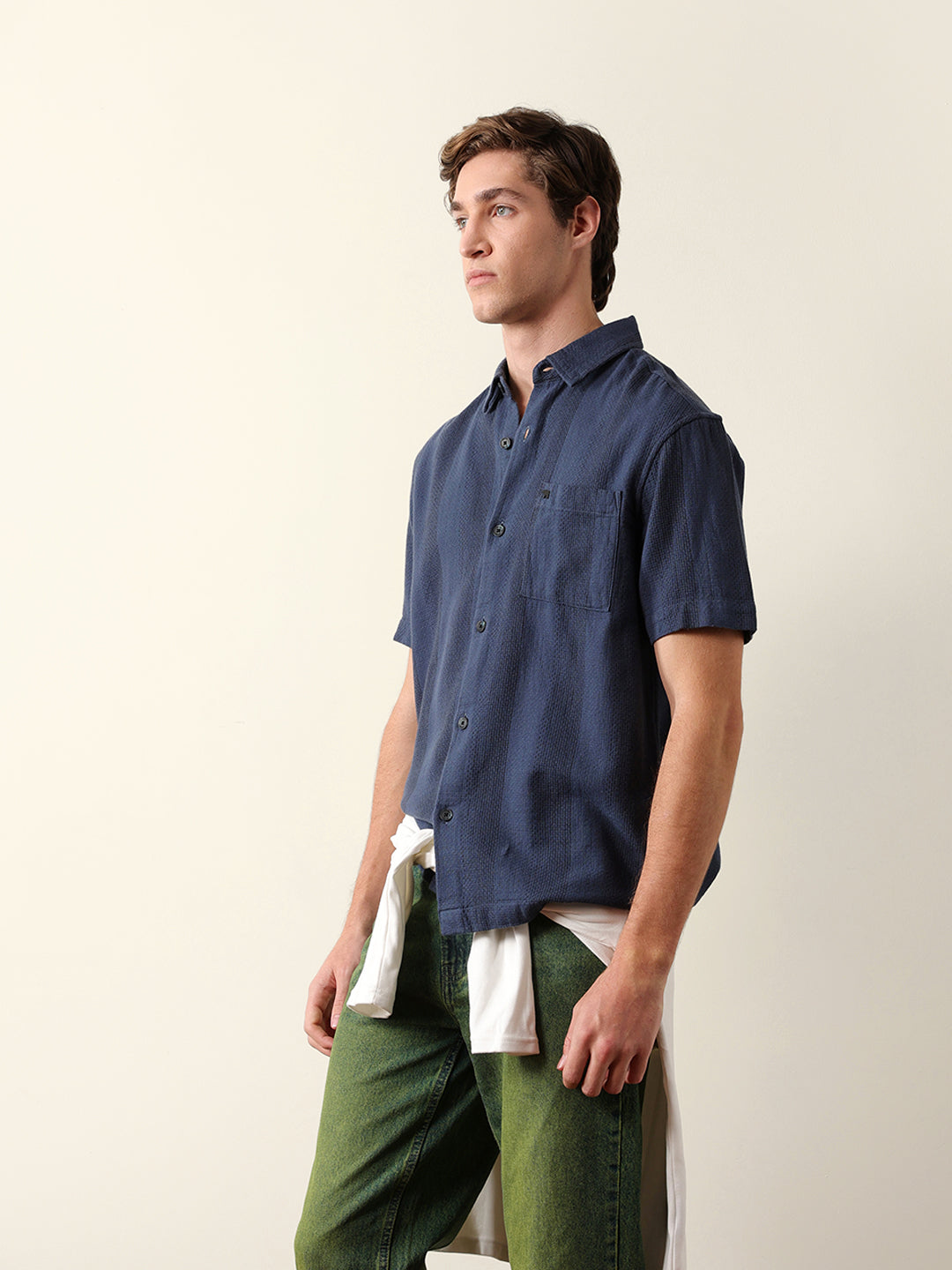 Men Half Sleeve Solid Shirt