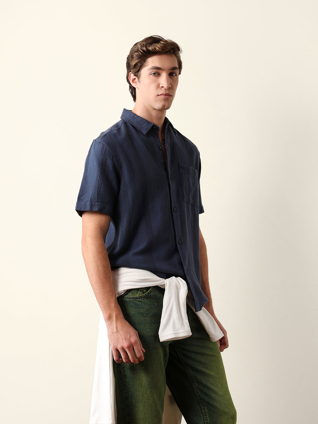 Men Half Sleeve Solid Shirt