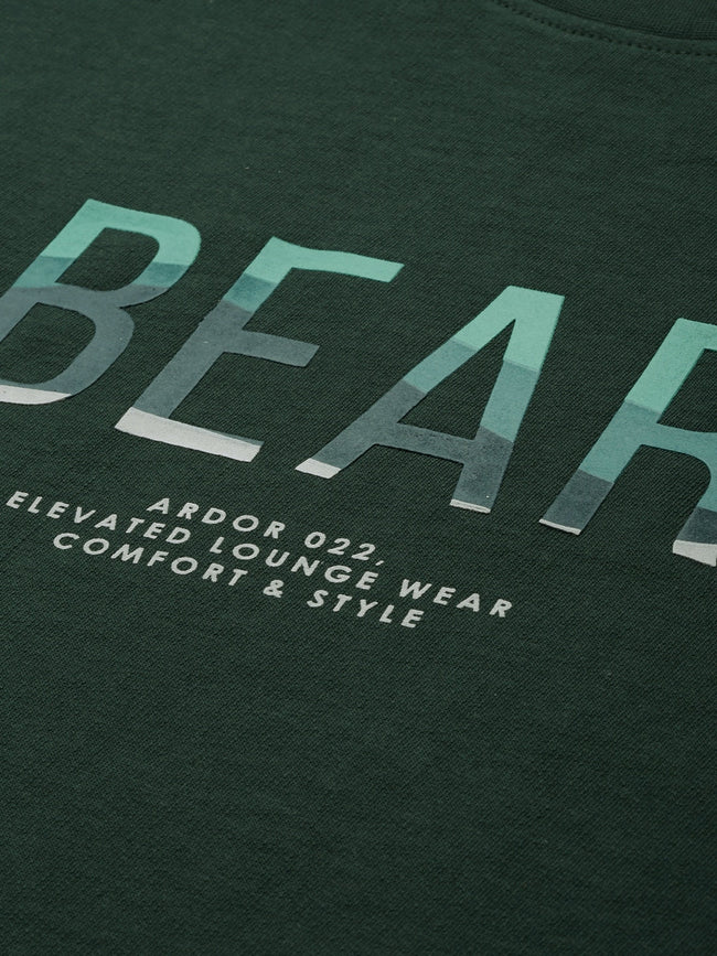 Men Ardor Edition Green Slim Fit Printed Pure Cotton Sweatshirt