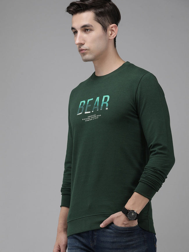 Men Ardor Edition Green Slim Fit Printed Pure Cotton Sweatshirt