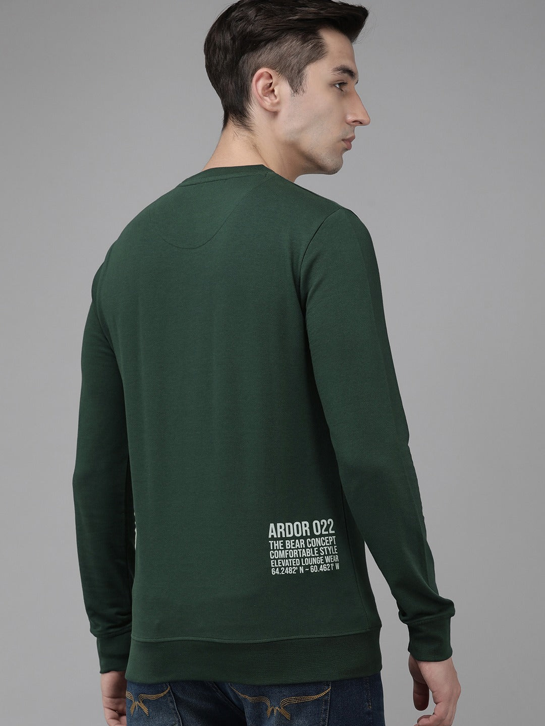 Men Ardor Edition Green Slim Fit Printed Pure Cotton Sweatshirt