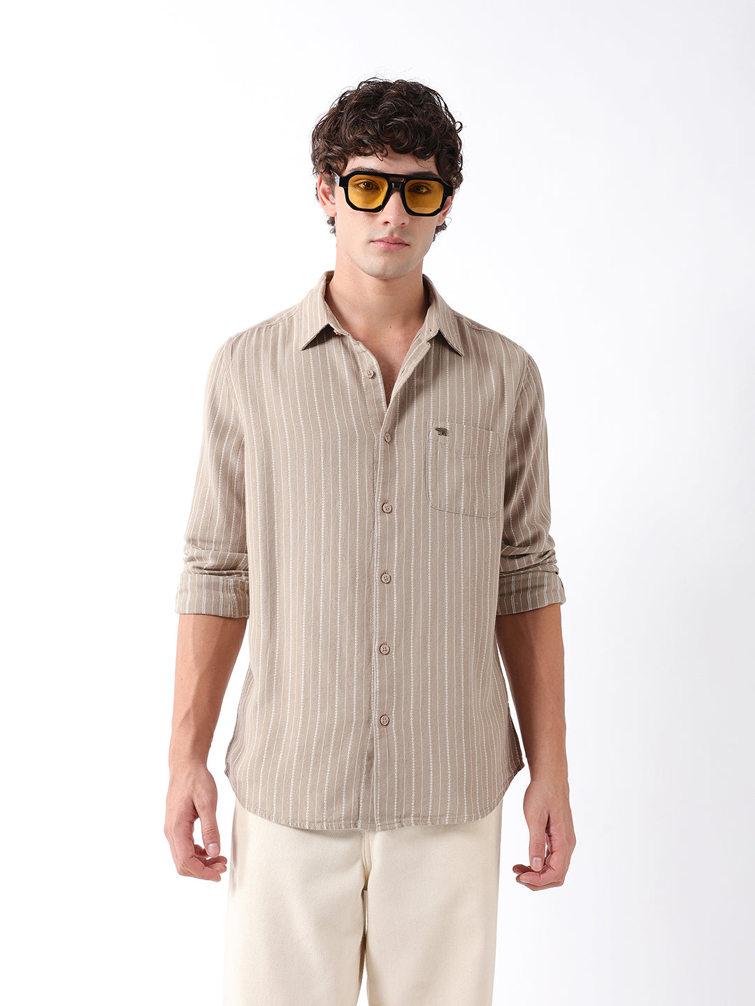 Men Beige Casual Shirt