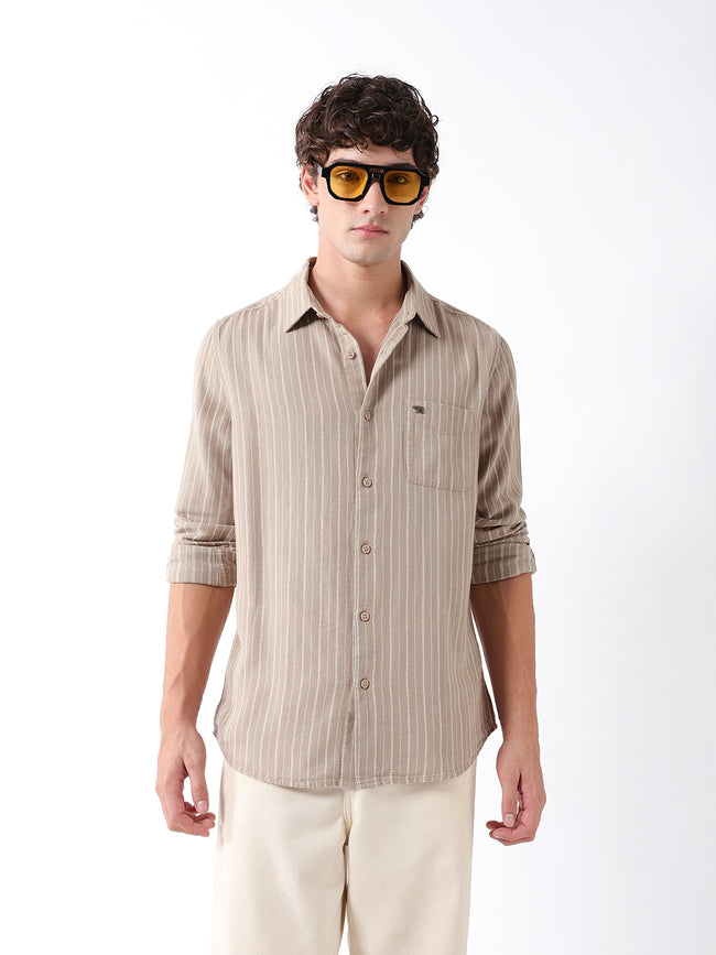 Men Beige Casual Shirt