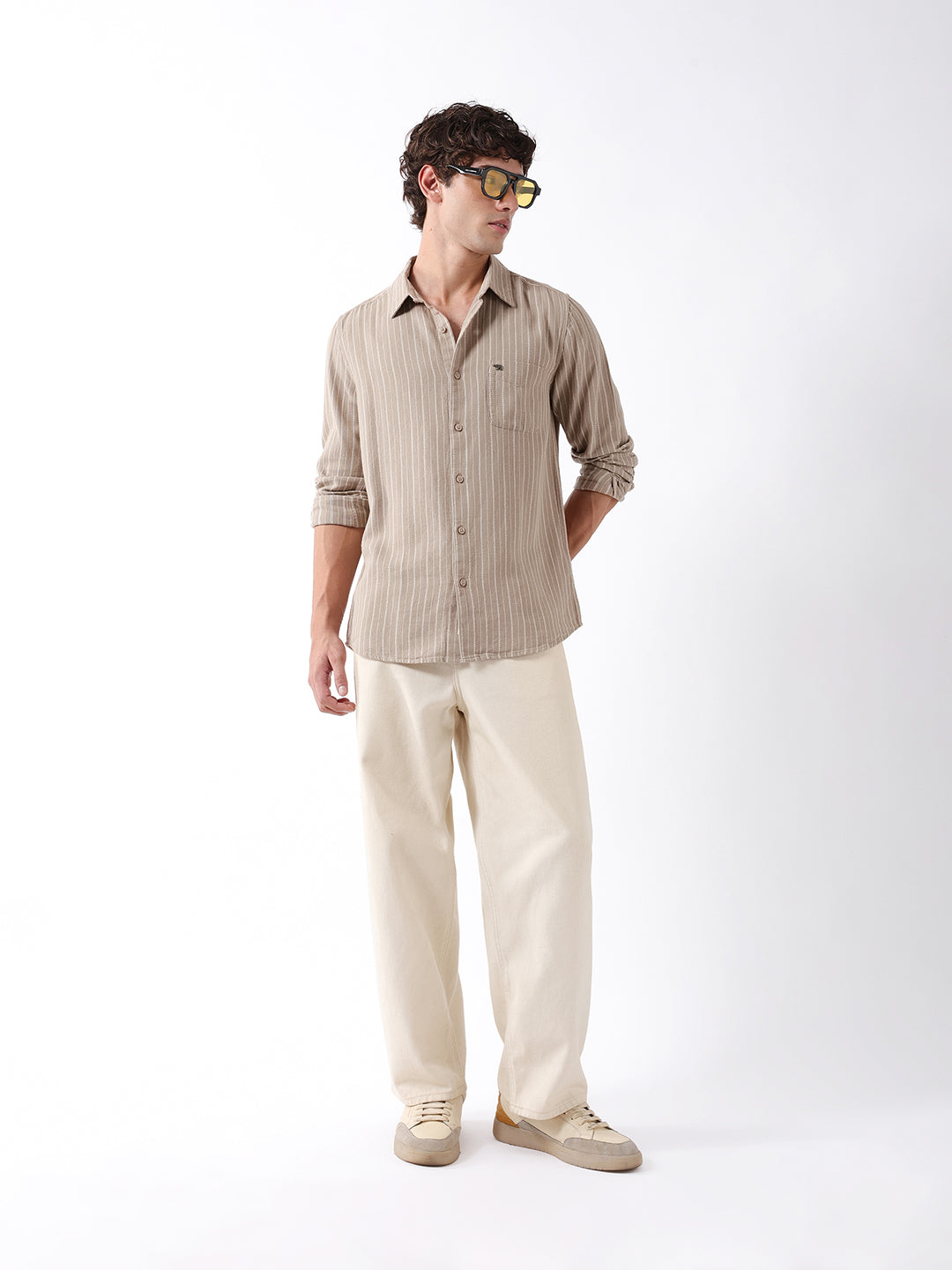 Men Beige Casual Shirt