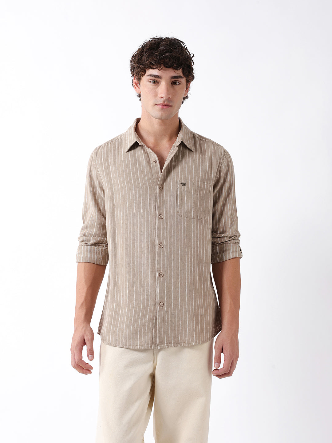 Men Beige Casual Shirt