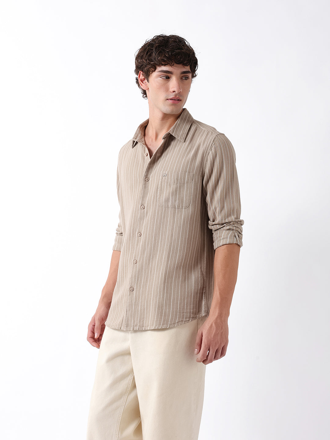 Men Beige Casual Shirt