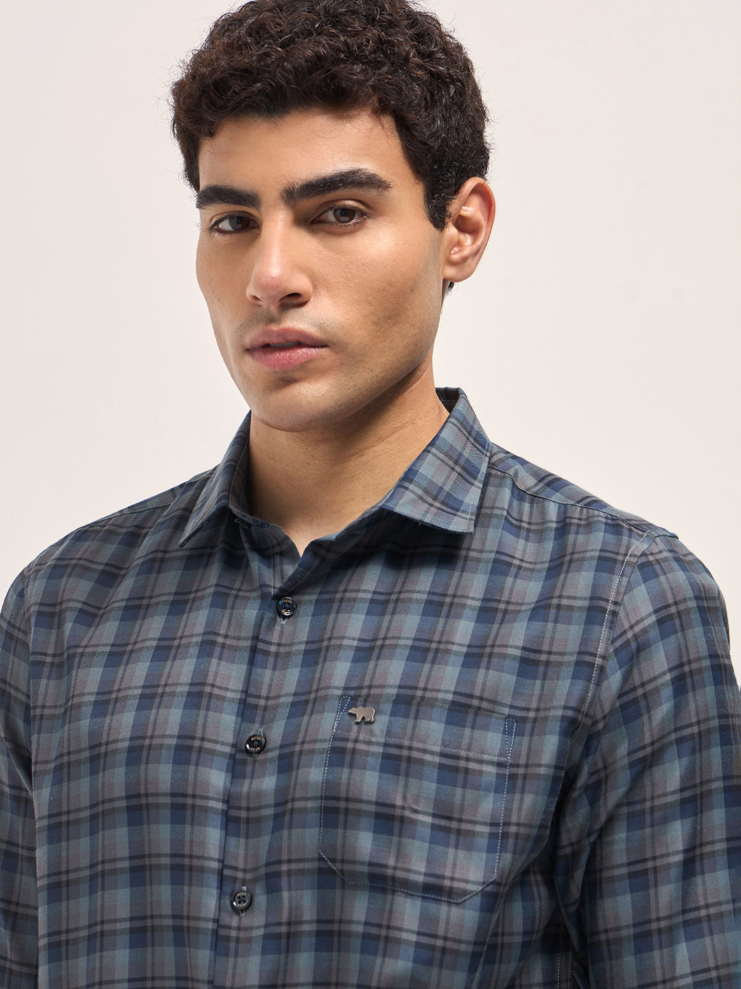 Men Multi-Color Checked Tailored Fit Formal Shirt