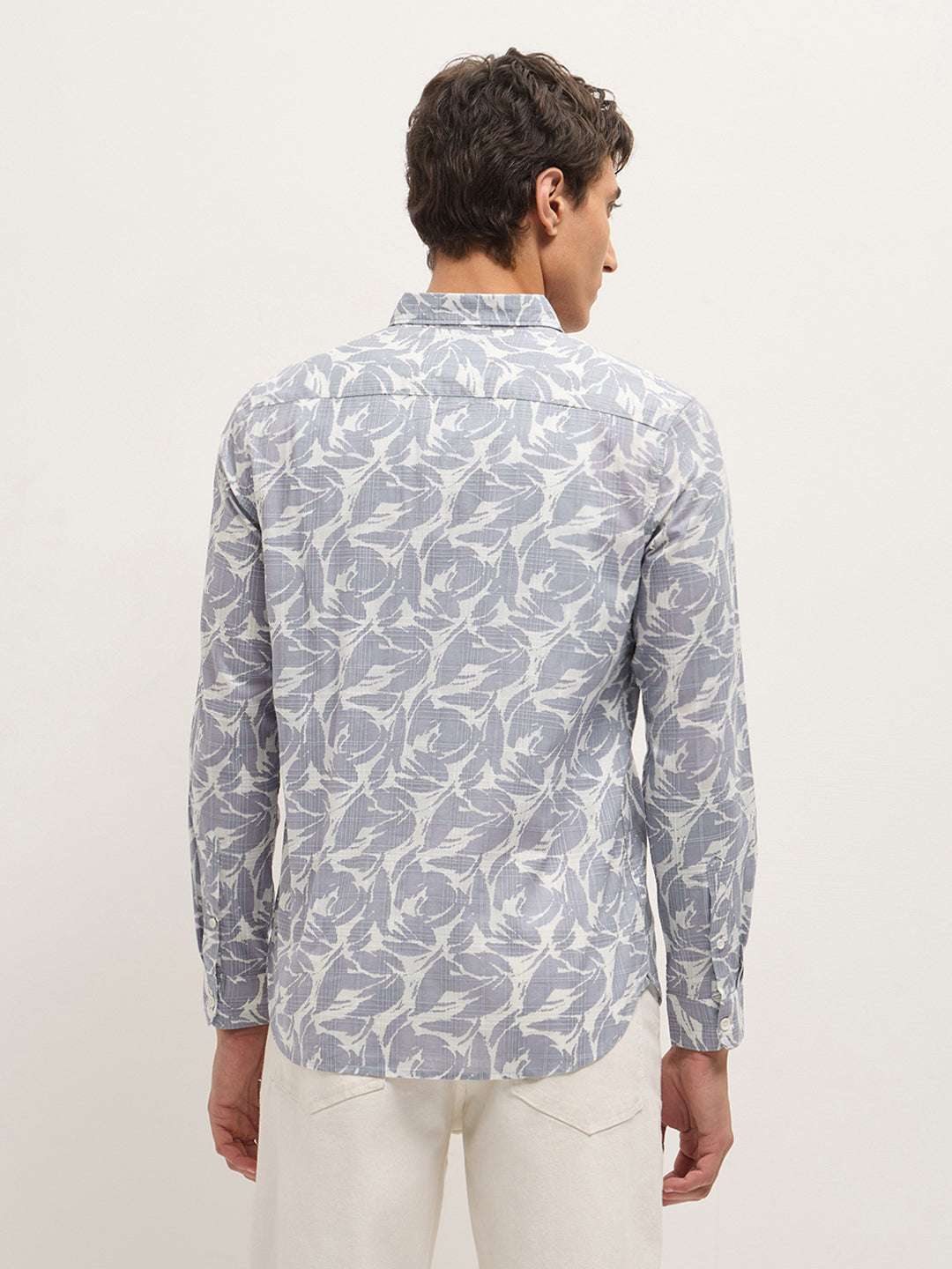 Men Blue Cotton Printed Shirt
