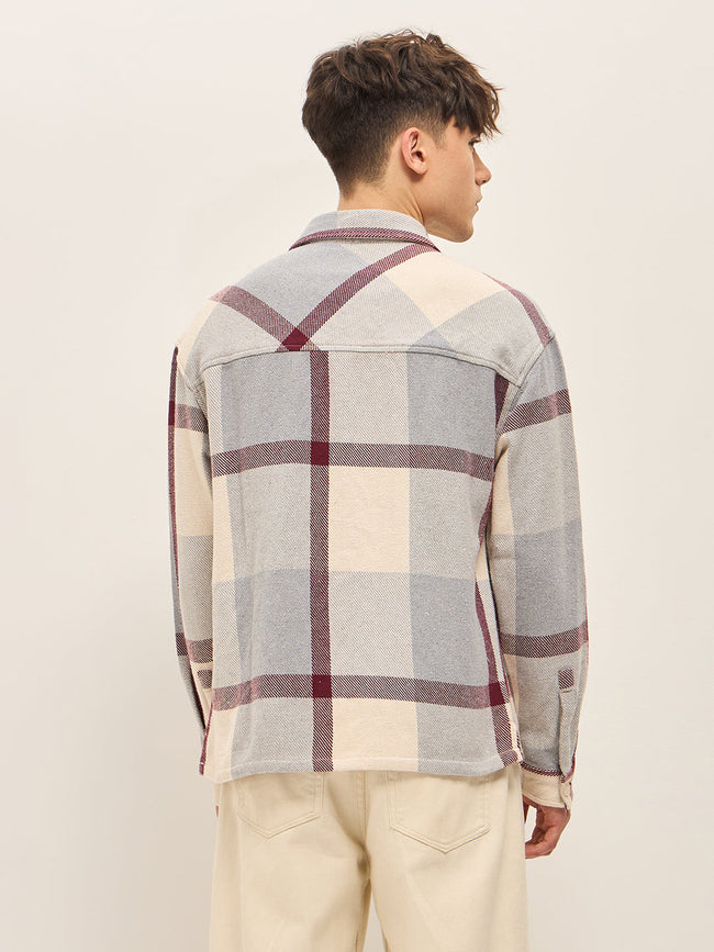 Men  Multi-Colour Checkered Relaxed Fit Shacket