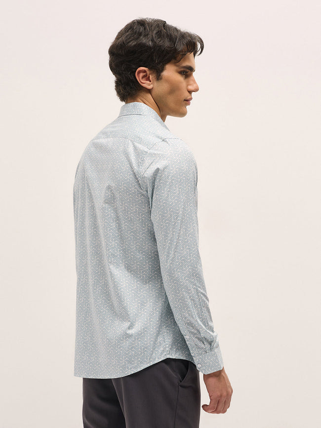 Men Light Blue Geometric Printed Tailored Fit Formal Shirt