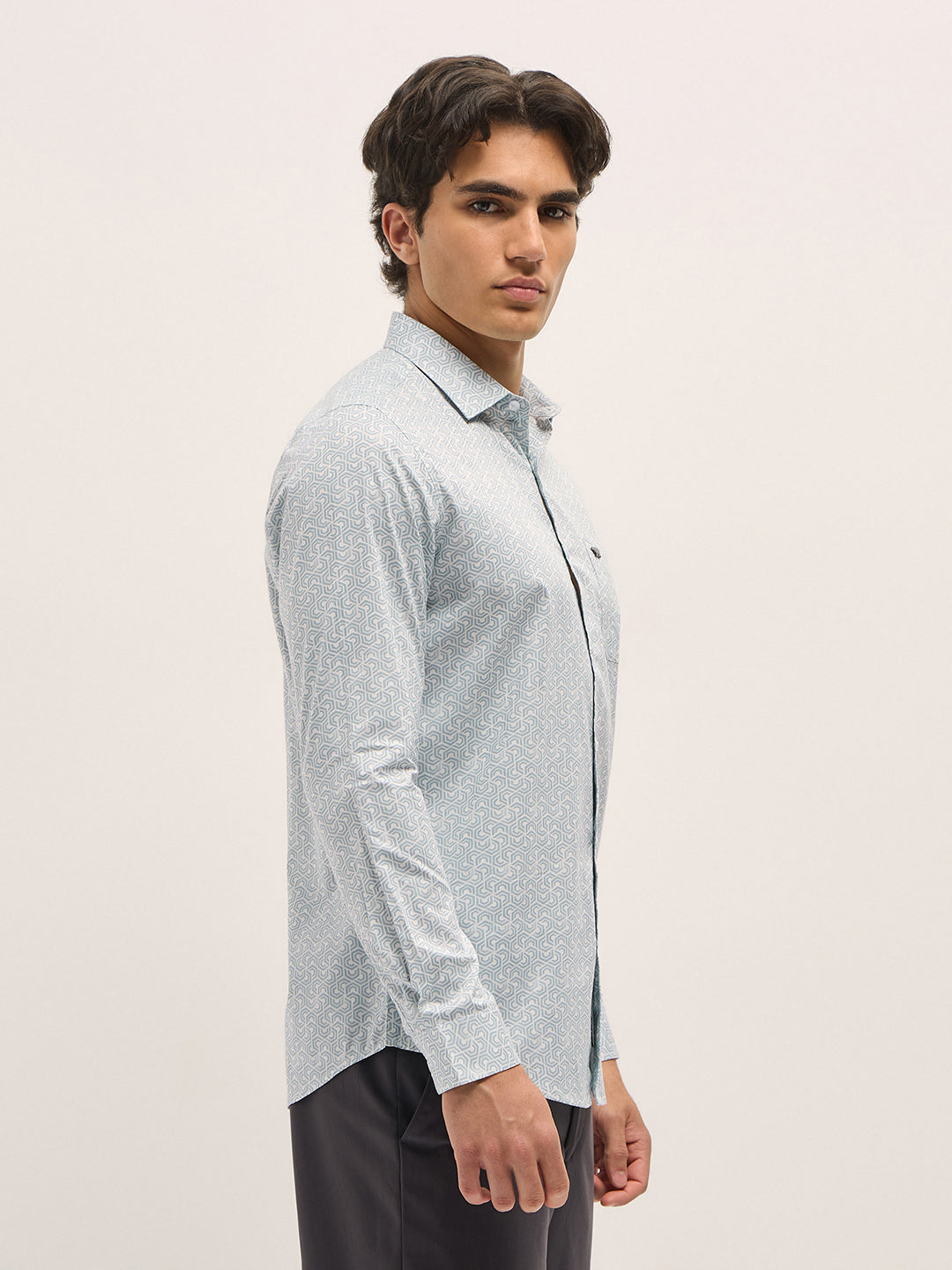 Men Light Blue Geometric Printed Tailored Fit Formal Shirt