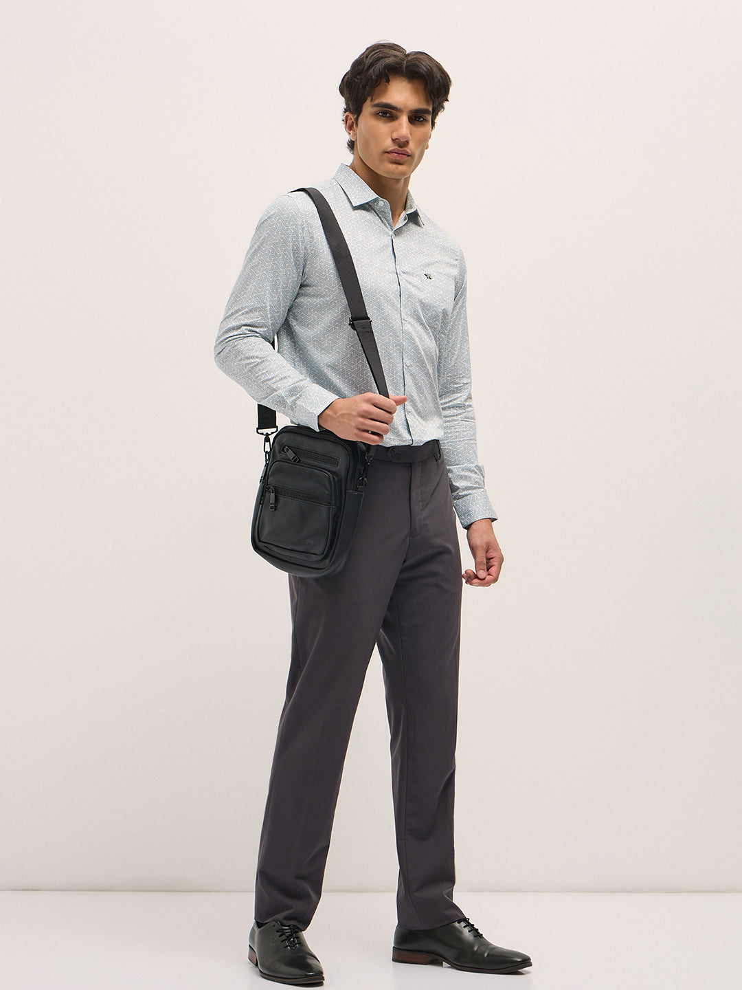 Men Light Blue Geometric Printed Tailored Fit Formal Shirt