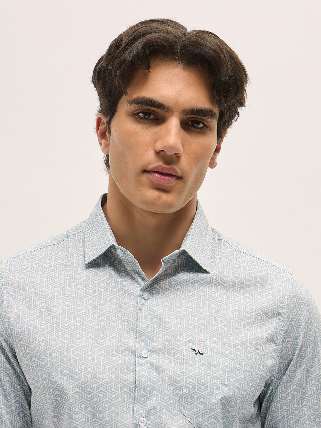 Men Light Blue Geometric Printed Tailored Fit Formal Shirt