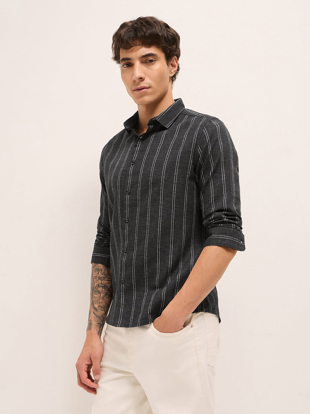 Men Woven Striped Casual Shirt