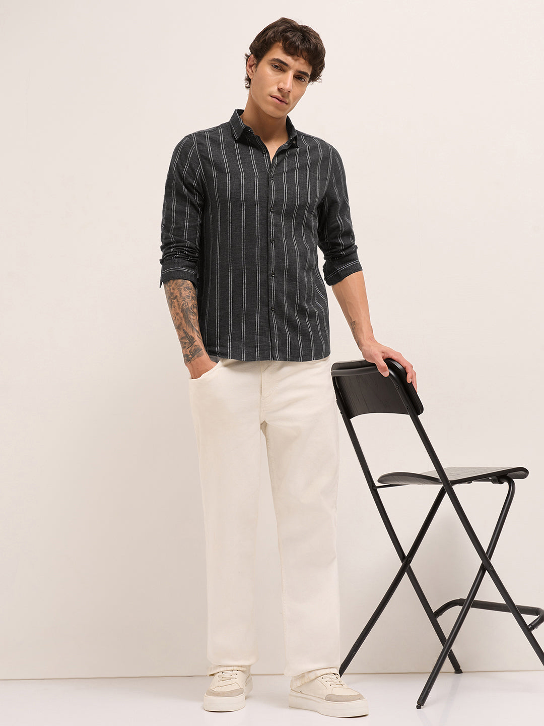 Men Woven Striped Casual Shirt