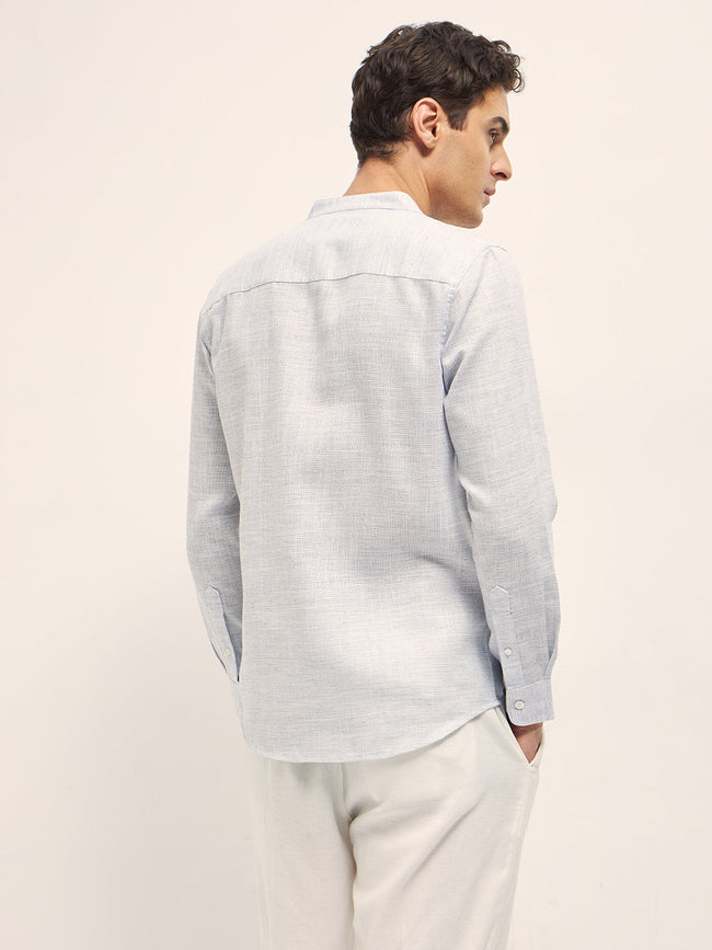 Men Light Blue Solid Slim Fit Casual Shirt