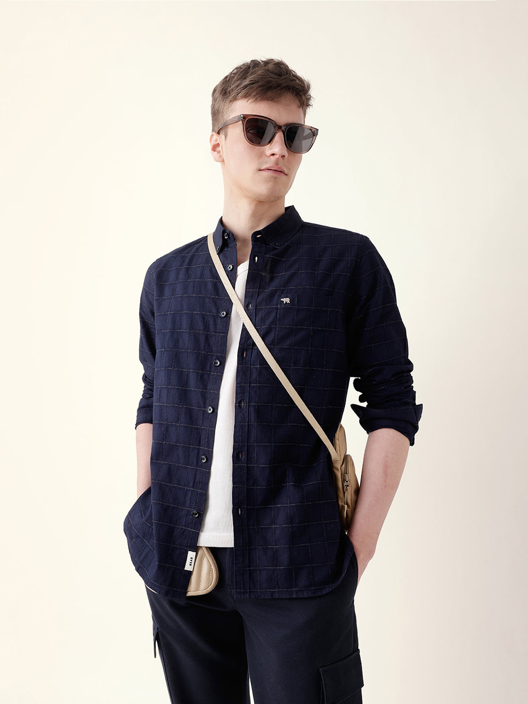 Men Casual Black Block Check Shirt