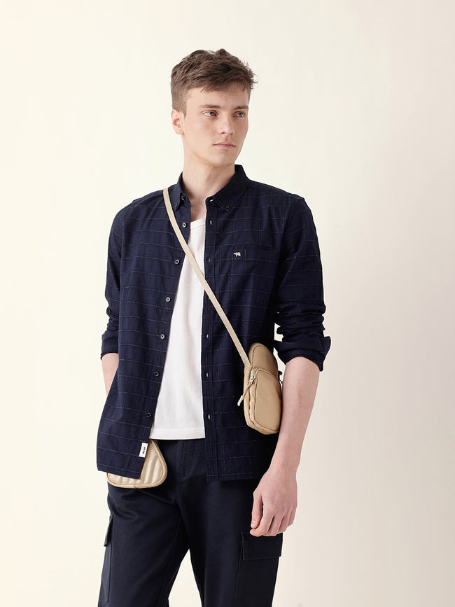 Men Casual Black Block Check Shirt