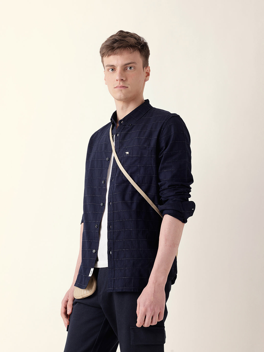 Men Casual Black Block Check Shirt