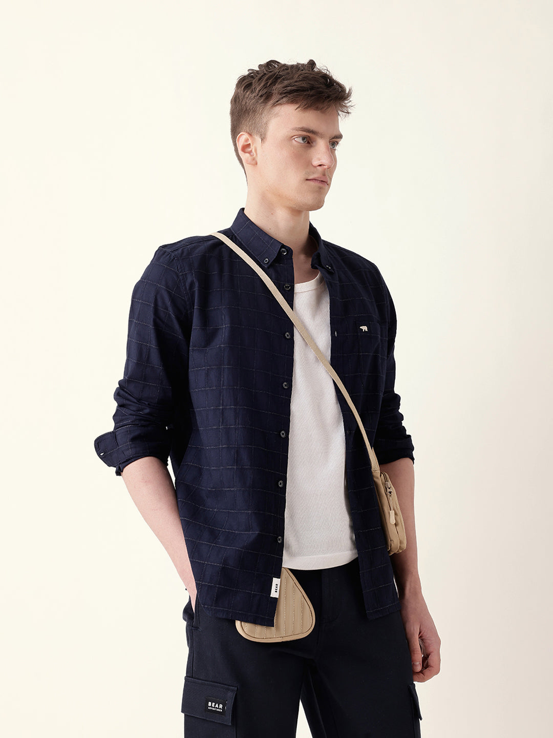 Men Casual Black Block Check Shirt