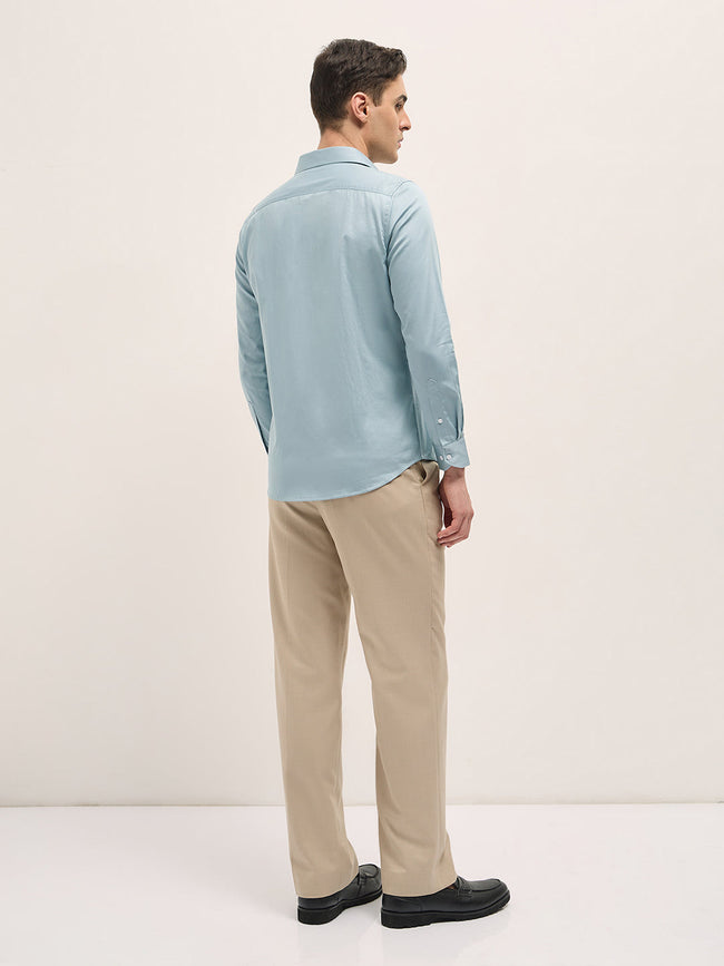 Men Shirt Light Blue Tailored Fit Solid Formal Shirt
