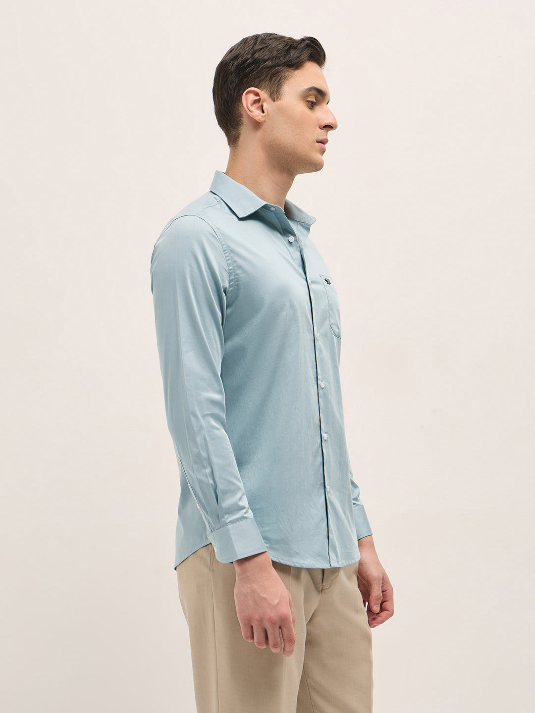 Men Shirt Light Blue Tailored Fit Solid Formal Shirt